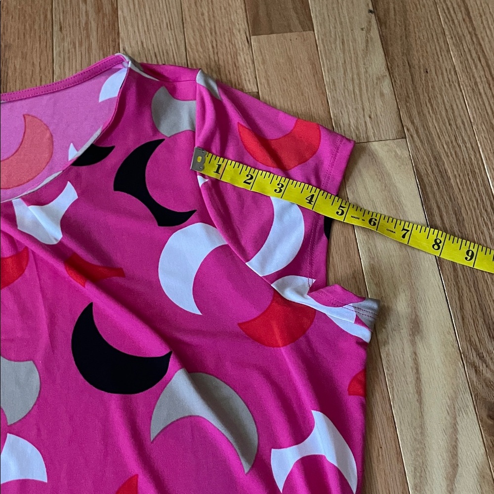 Worthington Top Womens 3X Pink Abstract Geometric Print Blouse Short Sleeve - Picture 5 of 9
